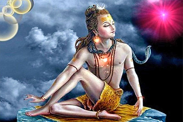 Shiva fazendo asanas e posturas de Yoga
